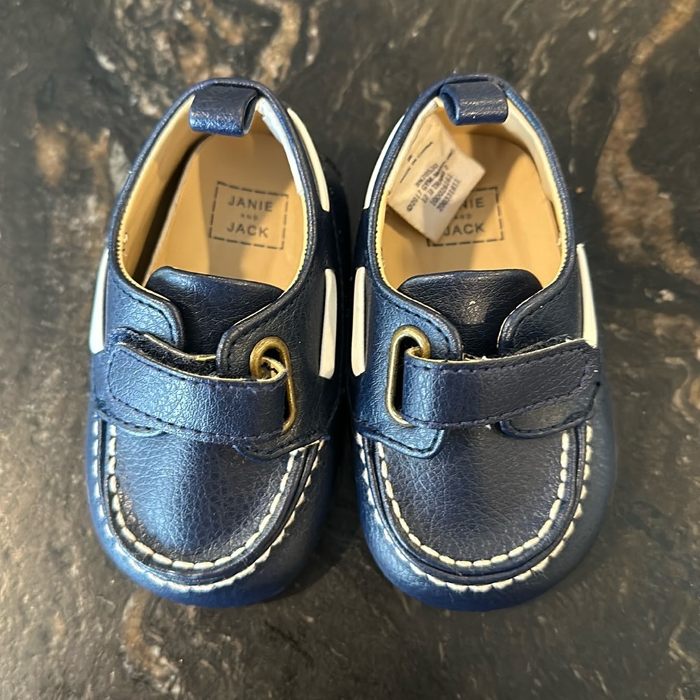 Janie & Jack Navy Blue Baby Crib Shoes/Loafers